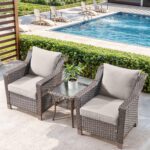3 Pieces Patio Furniture Set-Wicker Patio Chairs Set of 2 with Tempered Glass En... - Image 7