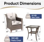 3 Pieces Patio Furniture Set-Wicker Patio Chairs Set of 2 with Tempered Glass En... - Image 8
