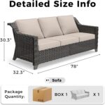 77'' Patio Sofa, All Weather Outdoor Rattan Wicker 3-Seat Sofa High Back Couch w... - Image 3