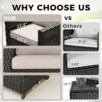 77'' Patio Sofa, All Weather Outdoor Rattan Wicker 3-Seat Sofa High Back Couch w... - Image 6