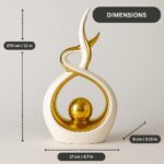 White & Gold Abstract Ceramic Ornament – Modern Decorative Sculpture for Living ... - Image 3