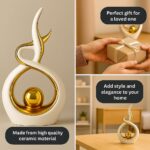 White & Gold Abstract Ceramic Ornament – Modern Decorative Sculpture for Living ... - Image 4