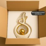 White & Gold Abstract Ceramic Ornament – Modern Decorative Sculpture for Living ... - Image 6