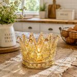 Luxury Crown Glass Candle Holder - Gold Votive Holder for Candles, Jewelry, Flor... - Image 9