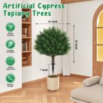 Grooy Artificial Cypress Topiary Tree with Ground Spike, Set of 2 Artificial Shr... - Image 3