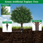 Grooy Artificial Cypress Topiary Tree with Ground Spike, Set of 2 Artificial Shr... - Image 4
