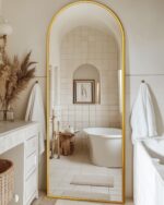Full Length Mirror, 59"x18" Arched Full Body Mirror, Floor Mirrors with Stand, B... - Image 3