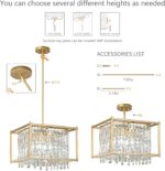 LMQNINE Modern Foyer Chandelier, Gold Crystal Chandelier Entryway Pendant Light ... - Image 5