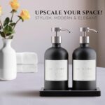 Glass Soap Dispenser Set of 2 (Black) with Silicone Tray | Hand and Dish Soap Di... - Image 3