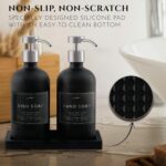 Glass Soap Dispenser Set of 2 (Black) with Silicone Tray | Hand and Dish Soap Di... - Image 4