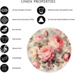 Round Placemats 14 Inch Set of 4 Vintage Roses Premium Linen Non Slip & Heat Res... - Image 6