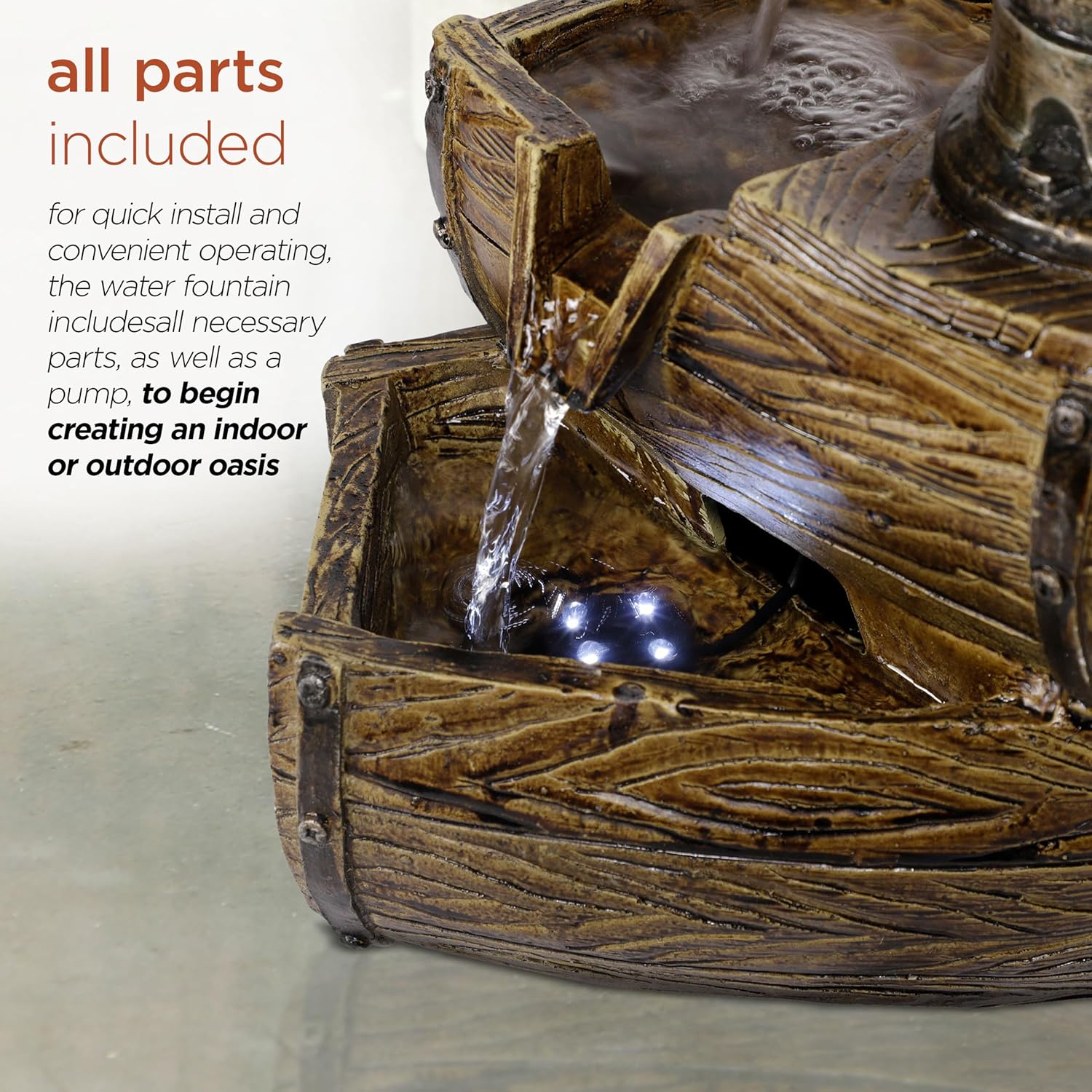 Alpine Corporation WIN826 14” Vintage Water Pump Tabletop Fountain with 2-Tiered... - Image 7