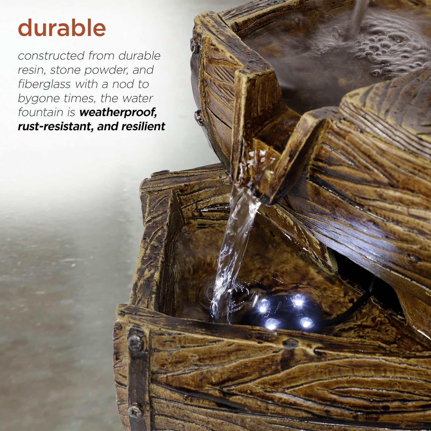 Alpine Corporation WIN826 14” Vintage Water Pump Tabletop Fountain with 2-Tiered... - Image 8