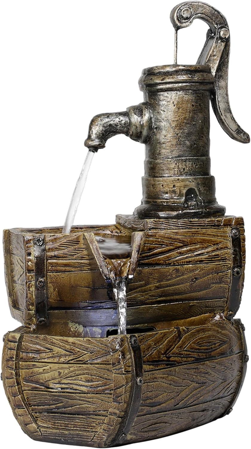 Alpine Corporation WIN826 14” Vintage Water Pump Tabletop Fountain with 2-Tiered... - Image 10