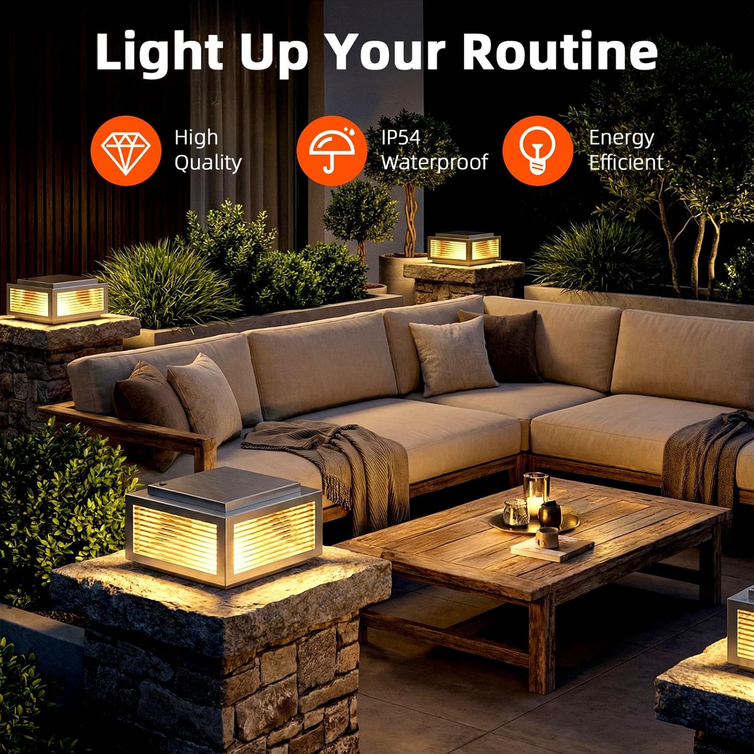 304 Brushed Stainless Steel Pillar Light, UL Listed Light Sensor, Large Post Lig... - Image 5