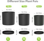 Meowell 8/7/6 inch Plant Pots, 3 Set Cylinder Flower Pots for Outdoor Indoor Pla... - Image 3