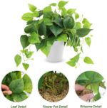 CEWOR Artificial Plants Fake Pothos with Plastic Pot Artificial Potted Plant for... - Image 4