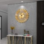 FLEBLE Wall Clocks for Living Room Decor Small Gold Silent Wall Clock Battery Op... - Image 3