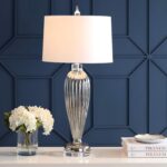 JONATHAN Y 33.5" Smoked Grey Glass/Crystal Table Lamp, Traditional Fluted Glass ... - Image 3