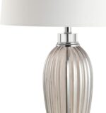 JONATHAN Y 33.5" Smoked Grey Glass/Crystal Table Lamp, Traditional Fluted Glass ... - Image 6