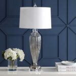 JONATHAN Y 33.5" Smoked Grey Glass/Crystal Table Lamp, Traditional Fluted Glass ... - Image 8