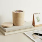 Qtip Holder Cotton Swab Holder with Easy-Lift Lid, 4.55" Tall Natural Travertine... - Image 9