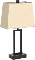Lolikit Table Lamp for Bedroom Set of 2 with 2 USB Ports and AC Power Outlet, 23... - Image 5