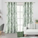 Green Leaf Print Curtains for Bedroom Living Room 95 inch Length Botanical Sheer... - Image 5