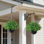 FOTEEWL Artificial Boxwood Hanging Baskets - 2 Sets of Hanging Plant Fake Bushes... - Image 3