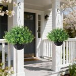 FOTEEWL Artificial Boxwood Hanging Baskets - 2 Sets of Hanging Plant Fake Bushes... - Image 4