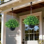 FOTEEWL Artificial Boxwood Hanging Baskets - 2 Sets of Hanging Plant Fake Bushes... - Image 5