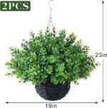 FOTEEWL Artificial Boxwood Hanging Baskets - 2 Sets of Hanging Plant Fake Bushes... - Image 6