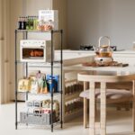 IZEUK 4 Tier Metal Wire Shelf Unit, Black Storage Rack Organizer for Kitchen, Be... - Image 3