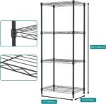 IZEUK 4 Tier Metal Wire Shelf Unit, Black Storage Rack Organizer for Kitchen, Be... - Image 4