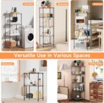 IZEUK 4 Tier Metal Wire Shelf Unit, Black Storage Rack Organizer for Kitchen, Be... - Image 8
