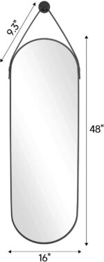 Full Length Mirror, Oval Wall Mounted Mirror, 48"x16" Door Mirrors Full Length w... - Image 5