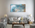 weiyiart Blue Abstract Canvas Wall Art for Living Room, Navy and Gold Fluid Marb... - Image 4