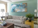 weiyiart Blue Abstract Canvas Wall Art for Living Room, Navy and Gold Fluid Marb... - Image 5