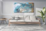 weiyiart Blue Abstract Canvas Wall Art for Living Room, Navy and Gold Fluid Marb... - Image 6