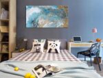 weiyiart Blue Abstract Canvas Wall Art for Living Room, Navy and Gold Fluid Marb... - Image 8