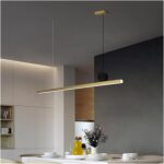 Modern Luxury Restaurant Long Strip Hanging Lamp Nordic Led Dinning Room Pendant... - Image 4