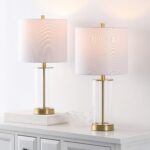 SAFAVIEH Lighting Collection Anders Clear Glass & Brass Gold Metal 23-inch Table... - Image 3