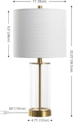 SAFAVIEH Lighting Collection Anders Clear Glass & Brass Gold Metal 23-inch Table... - Image 4