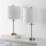 SAFAVIEH Lighting Collection Anders Clear Glass & Brass Gold Metal 23-inch Table... - Image 5