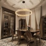 48" Black K9 Crystal Ring Chandelier, Modern Integrated LED Dimmable Ceiling Pen... - Image 6