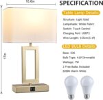 BrightWe Set of 2 Table Lamps with Dual USB Ports,Touch Control Bedside Lamps Ni... - Image 5
