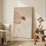Large Framed Neutral Abstract Wall Art, Modern Beige Brown Canvas Prints Paintin... - Image 3