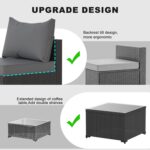 Patio Furniture Set, 5PCS Outdoor Sectional with Ottoman Wicker Rattan Patio Fur... - Image 3