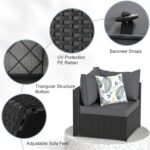 Patio Furniture Set, 5PCS Outdoor Sectional with Ottoman Wicker Rattan Patio Fur... - Image 4
