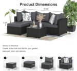 Patio Furniture Set, 5PCS Outdoor Sectional with Ottoman Wicker Rattan Patio Fur... - Image 6